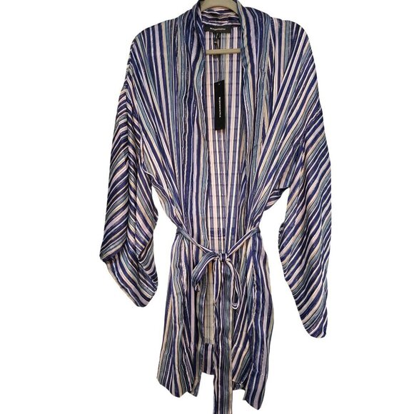 NWT BCBG MAXAZRIA LIGHT STRIPE MINI WRAP JACKET KIMONO COVER UP SIZE M / L $128 - Picture 5 of 16